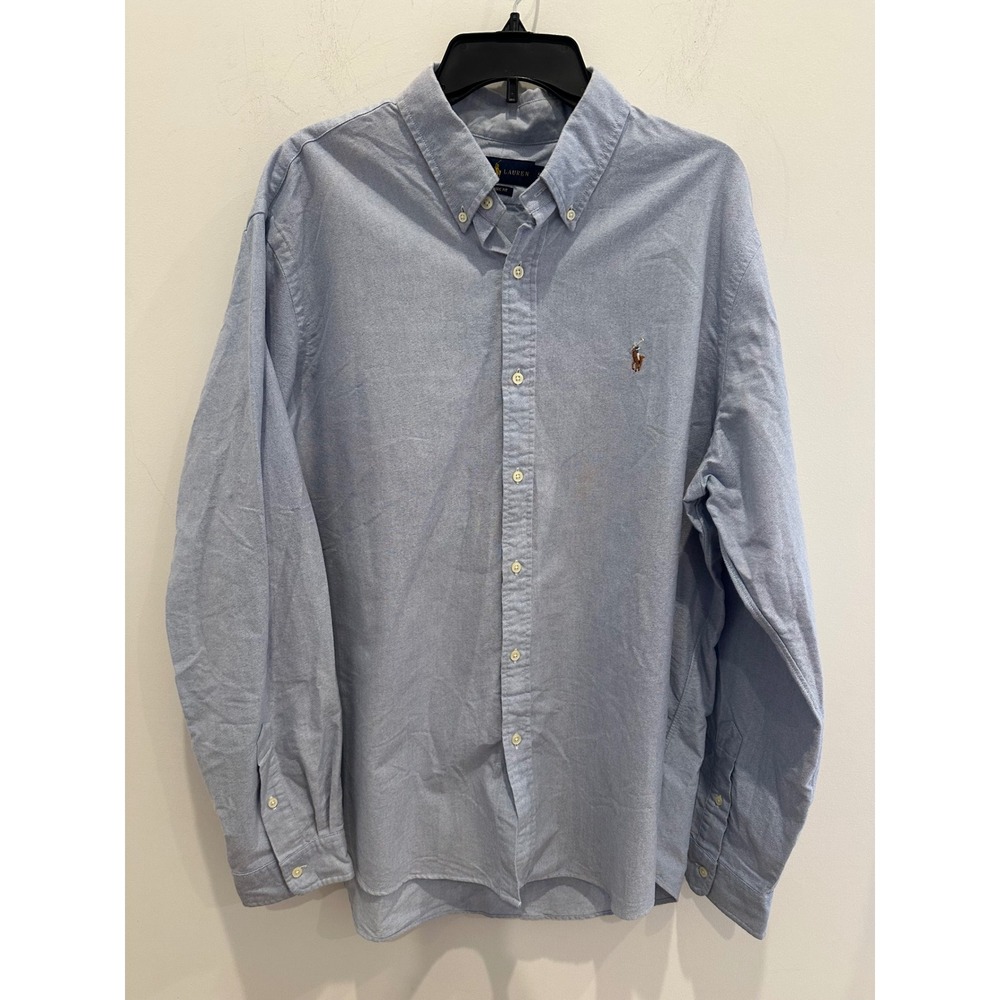 Ralph Lauren Mens XXL Classic Fit Oxford Button Down Shirt Blue Long Sleeve